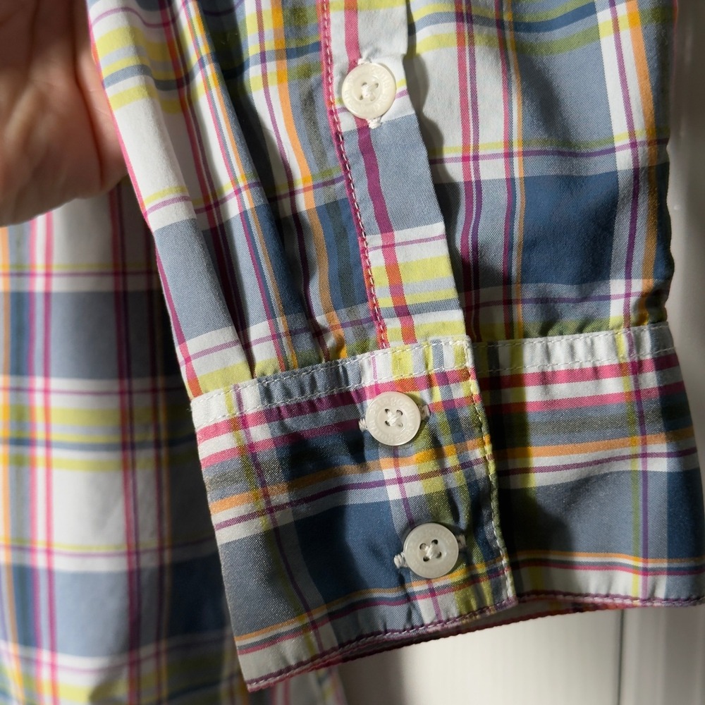 Patagonia Plaid Button Down Shirt Women's 12 Blue Pink Outdoor Hiking Light - Picture 4 of 6